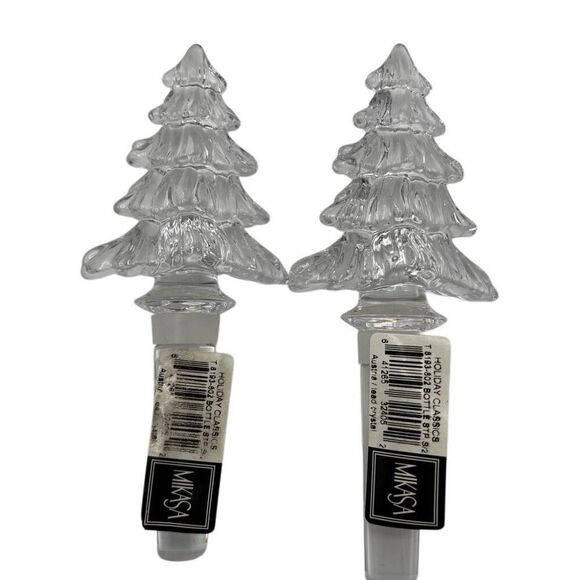 MIKASA Crystal Christmas Tree Bottle Stoppers New In Box - Picture 3 of 7